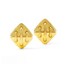 18 Karat Gelbgold Dreieck Goldene Stitch Clip-on Ohrringe