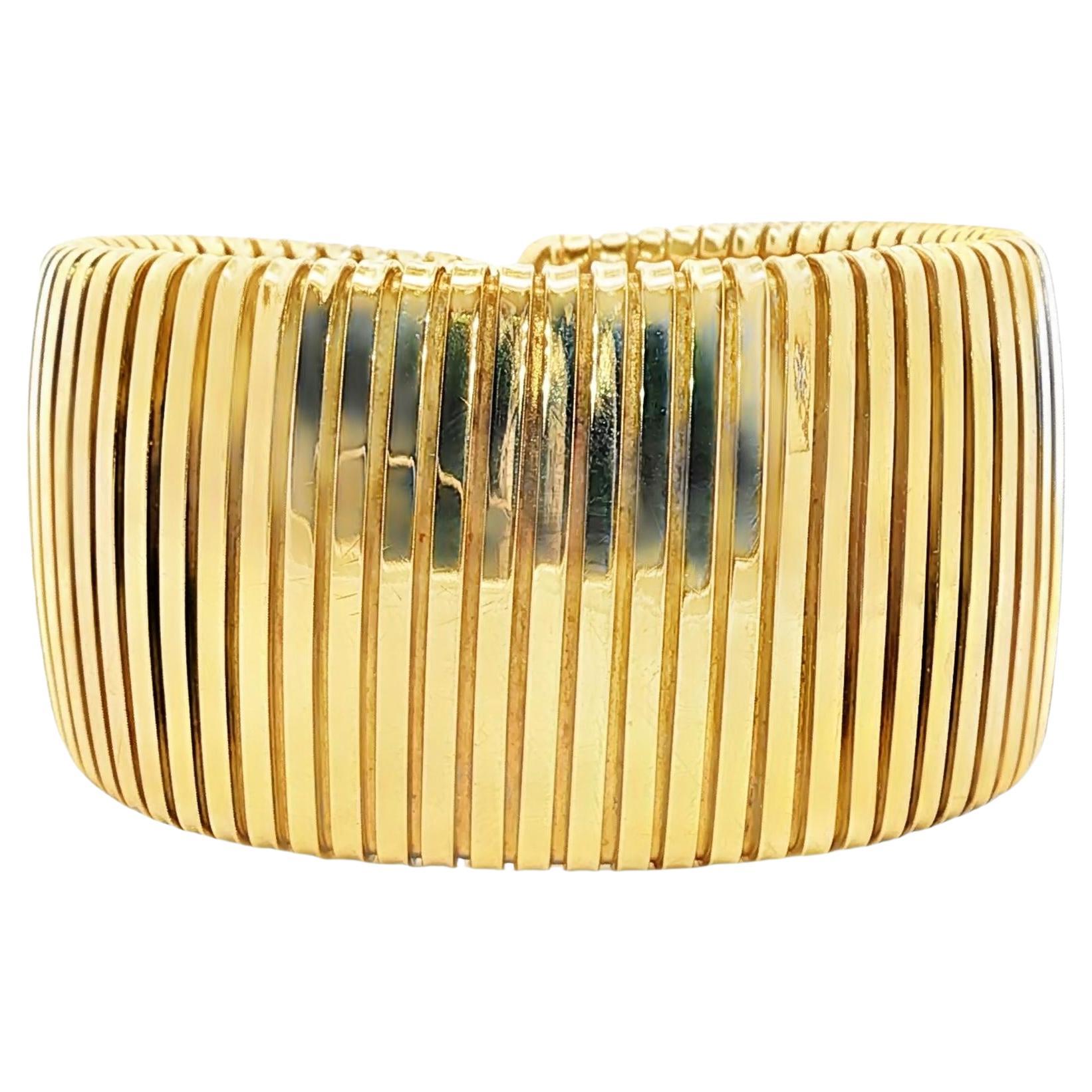 18K Yellow Gold Tubogas bangle italy 1980