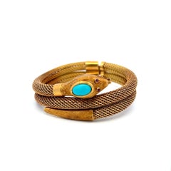 18K Gelbgold Tubogas Schlangenarmband 0.02 Karat Rubin & Türkis 8.5x4.8 MM