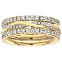18K Yellow Gold Tulip Stackable Twisted Vine Leaf Eternity Ring '1 1/4 Carat'