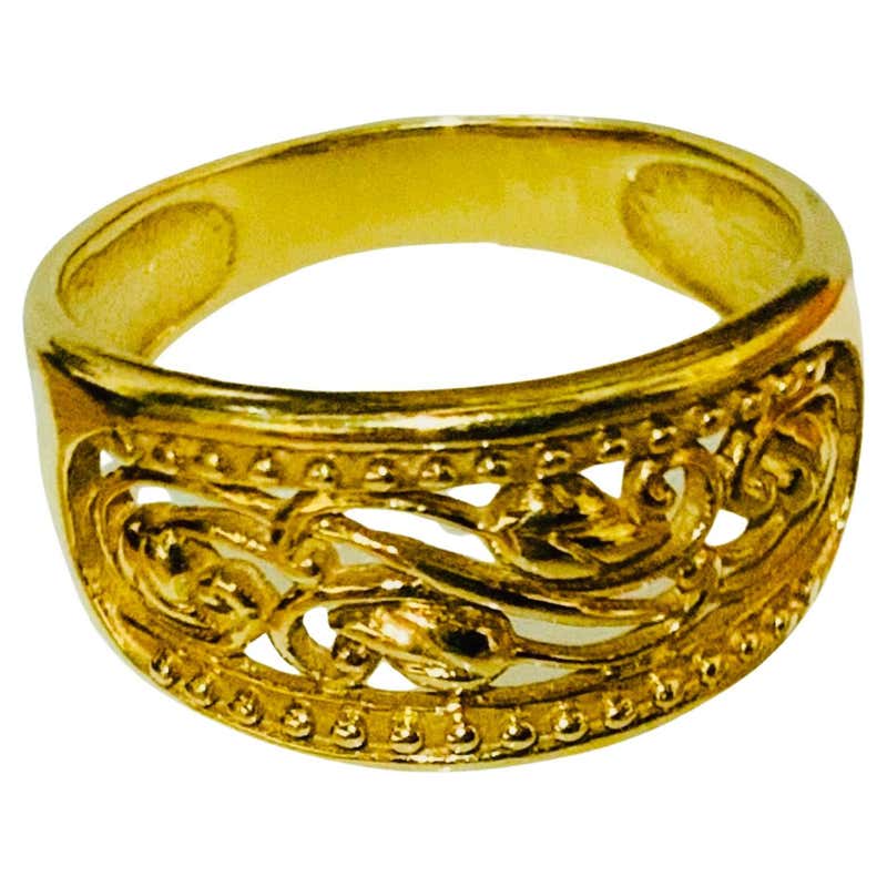 18K Yellow Gold Turquoise Signet Ring For Sale at 1stDibs