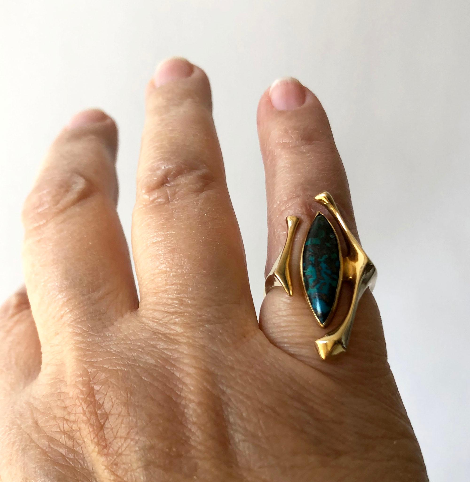 18K Yellow Gold Turquoise American Modernist Ring 1