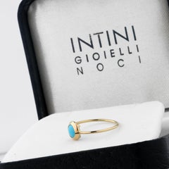 18k Yellow Gold Turquoise Cabochon Boho Chic Stackable Green Ring Intini Jewels