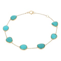 18 Karat Gelbgold Türkis-Kette Armband