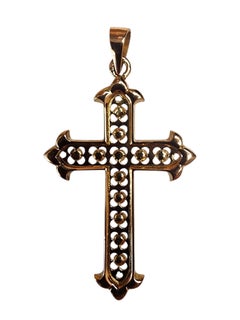 18K Yellow Gold Turquoise Cross Pendant #25545
