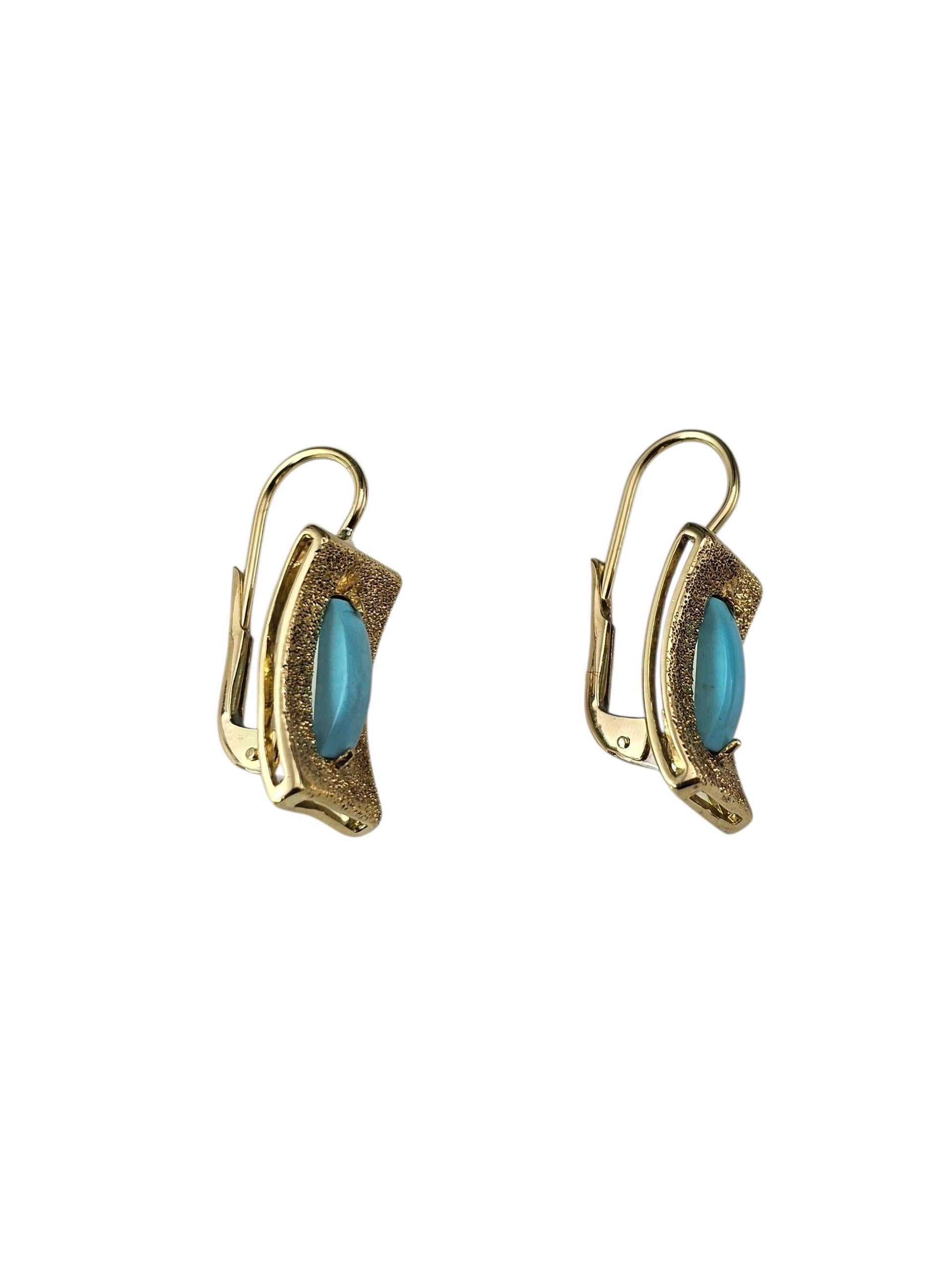 Contemporain Boucles d'oreilles pendantes en or jaune 18K avec turquoise #24017 en vente