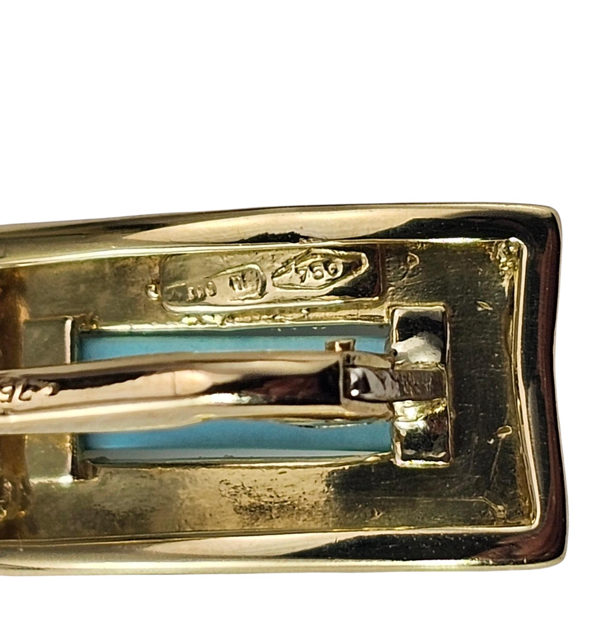 Boucles d'oreilles pendantes en or jaune 18K avec turquoise #24017 Pour femmes en vente