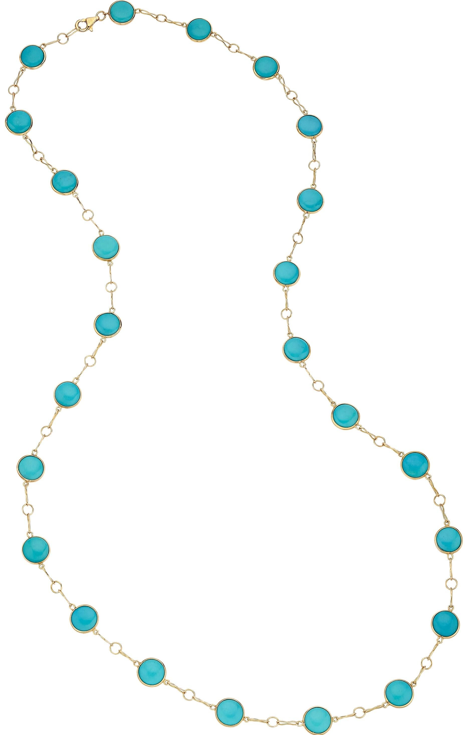 Magnifique double cabochon de turquoise de 12,0 mm
Lunette en or jaune 18k
Poids brut : 45,0 grammes
Longueur : 37 pouces
En vedette dans la vente aux enchères de Bonhams 25 septembre 2017

Référence #BL-1010 CM 03-27-25