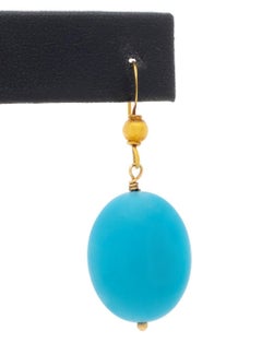 18K Yellow Gold Turquoise Drop Earrings