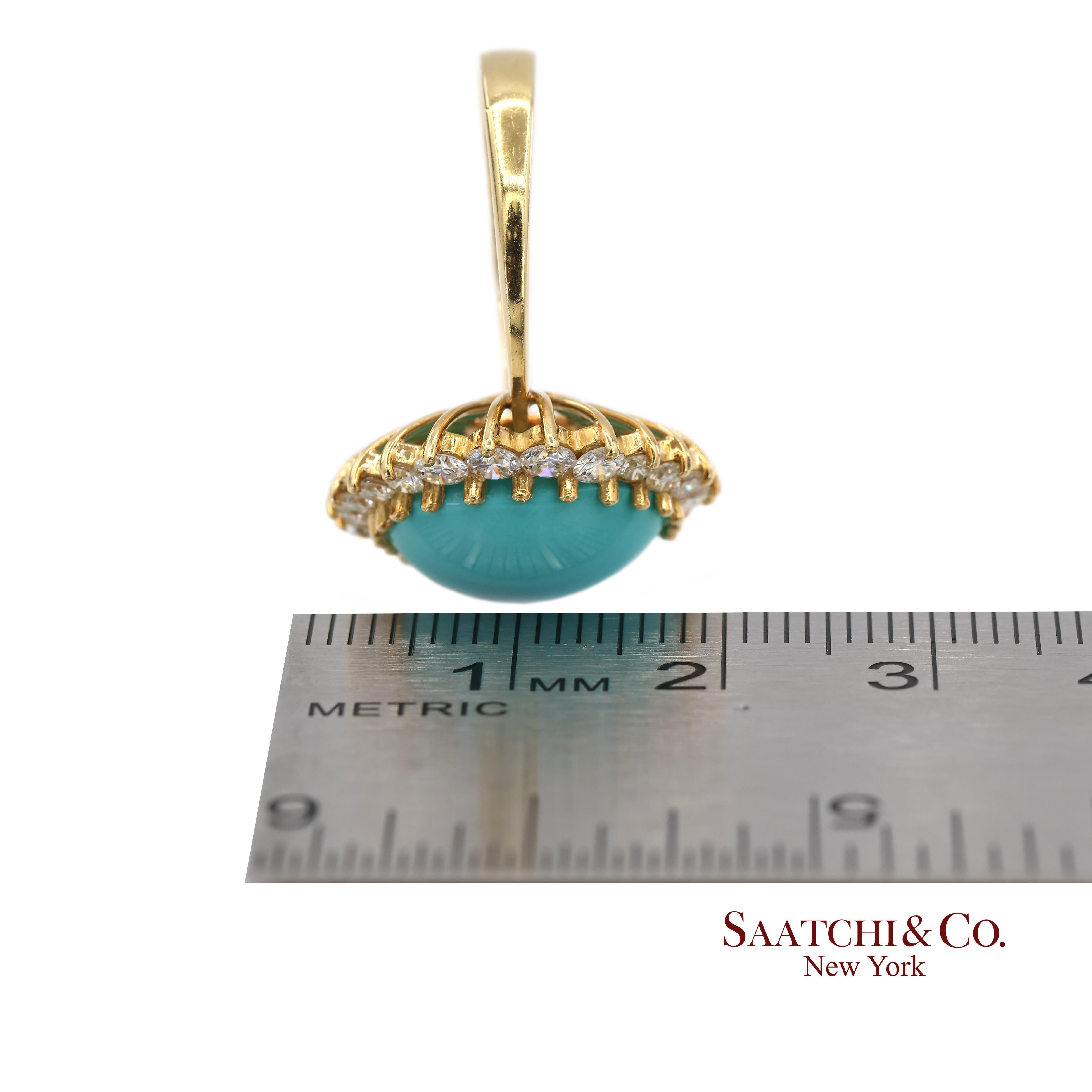 Or jaune 18K Turquoise  Bague Halo en diamant naturel en vente 6