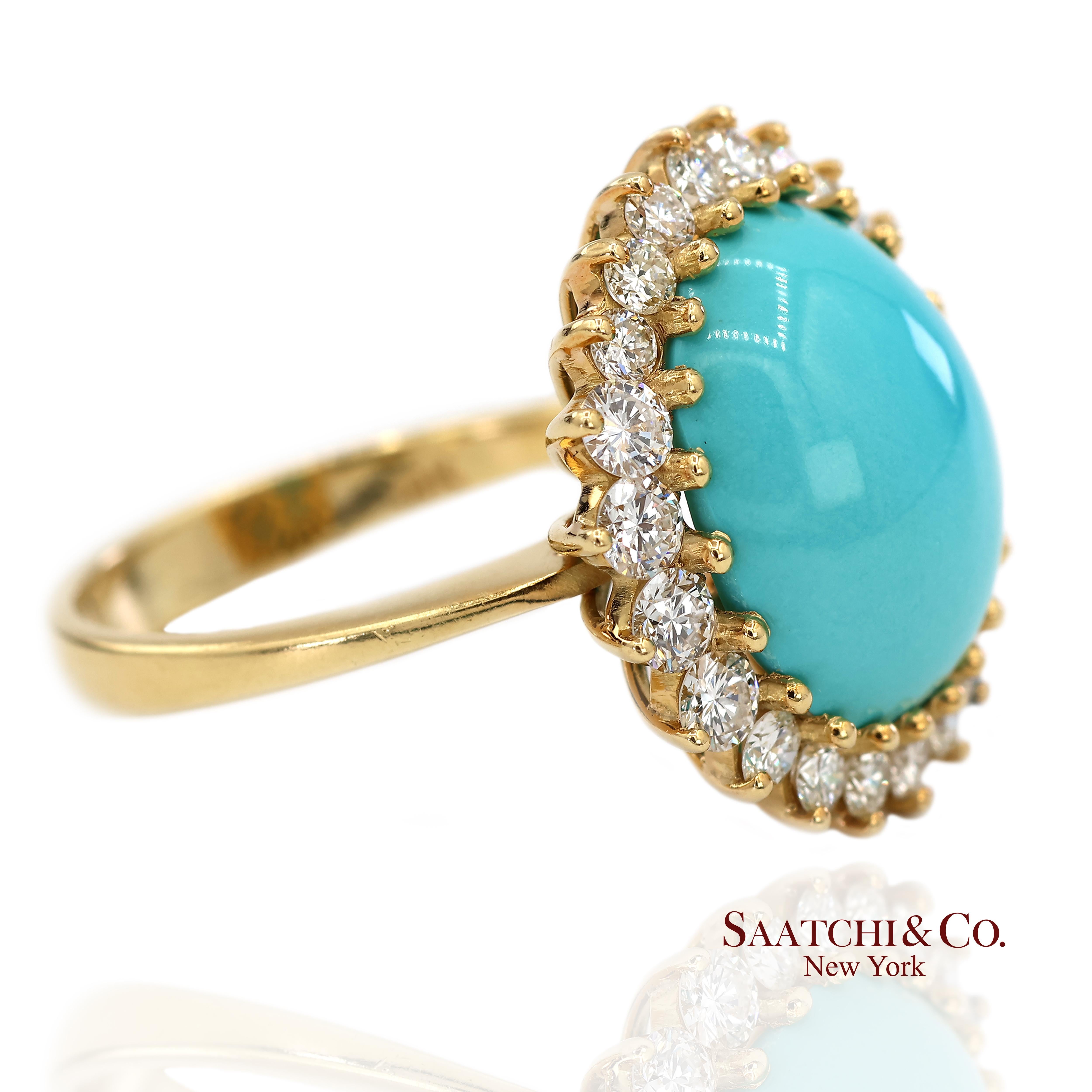 Bague à halo de turquoise et de diamants

Type de métal : Or jaune 18k
Poids total de l'article : 6,6 grammes
Taille de la bague : 7 (redimensionnable)
Dimensions : Longueur : 20,0 mm X Largeur : 18,0 mm X Hauteur : 10,0 mm Longueur : 20,0 mm X