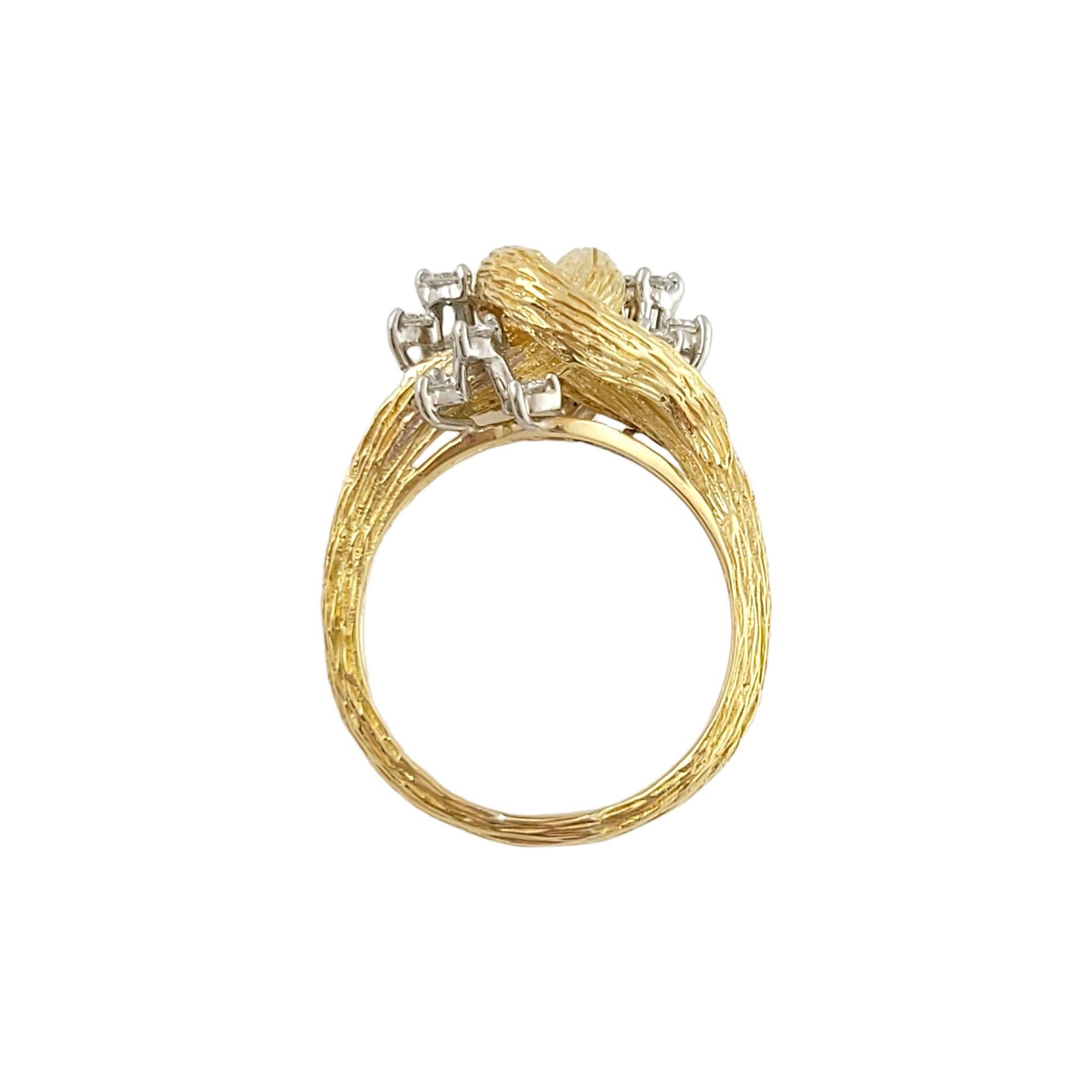 Women's 18k Yellow Gold Twist Bark Diamond Ring