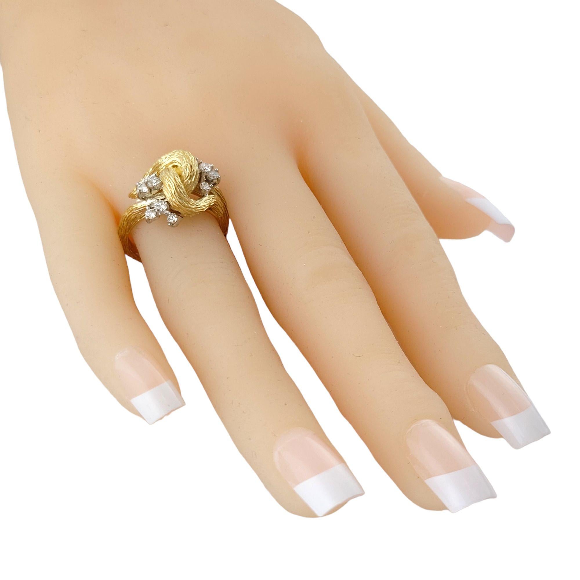 18k Yellow Gold Twist Bark Diamond Ring 3