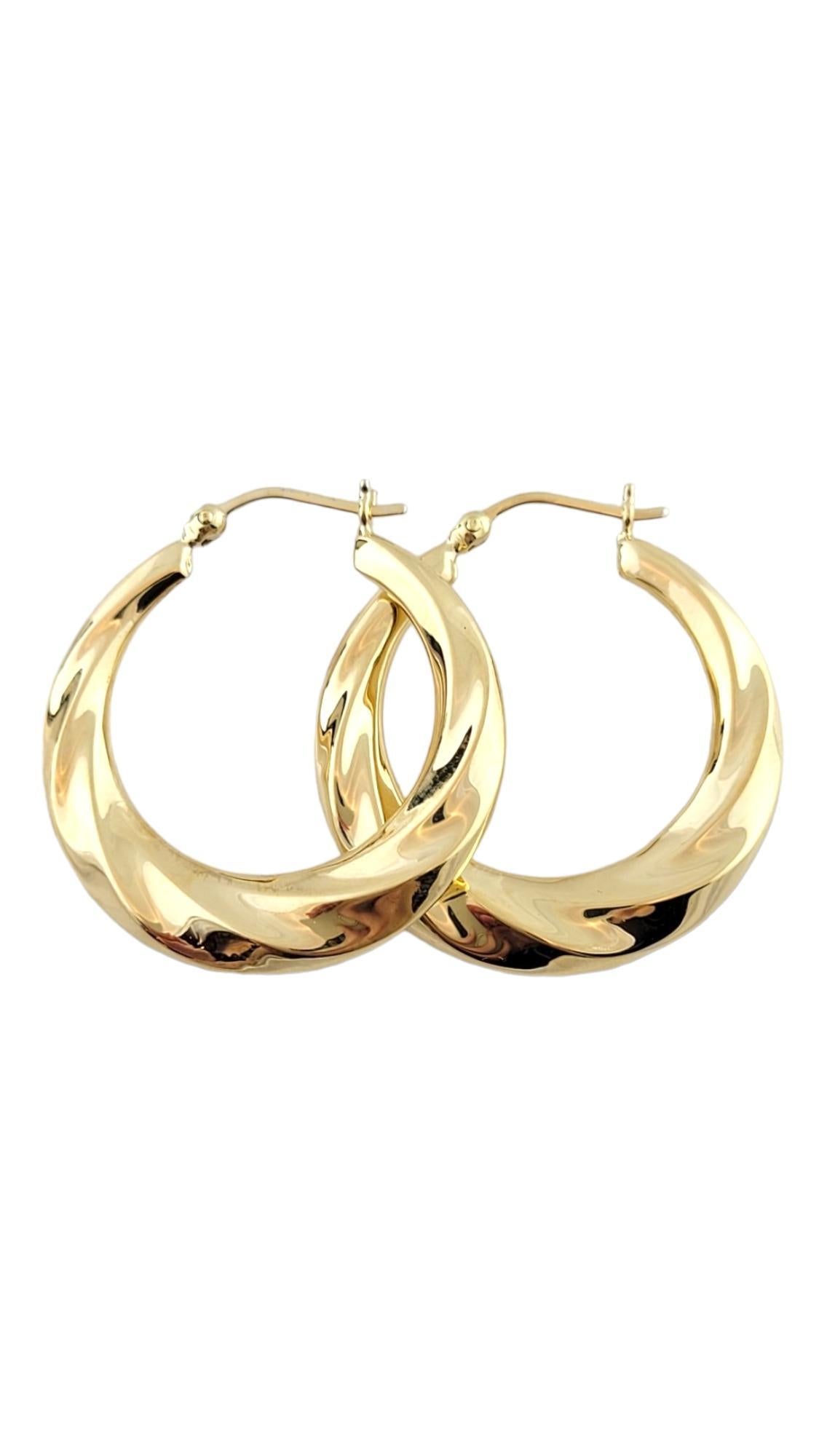 Women's 18K Yellow Gold Twist Hoop Earrings #15854 For Sale
