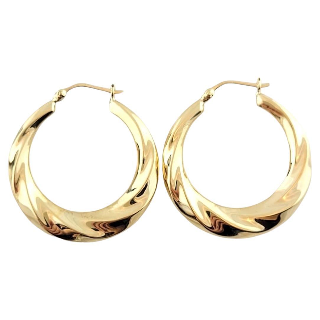 18K Yellow Gold Twist Hoop Earrings #15854