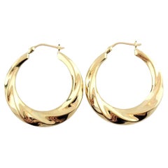 18K Yellow Gold Twist Hoop Earrings #15854