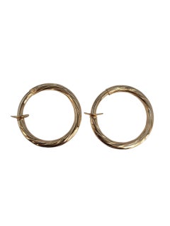 18k Yellow Gold Twist Open Twisted Hoop Earrings (non-pierced) #23201