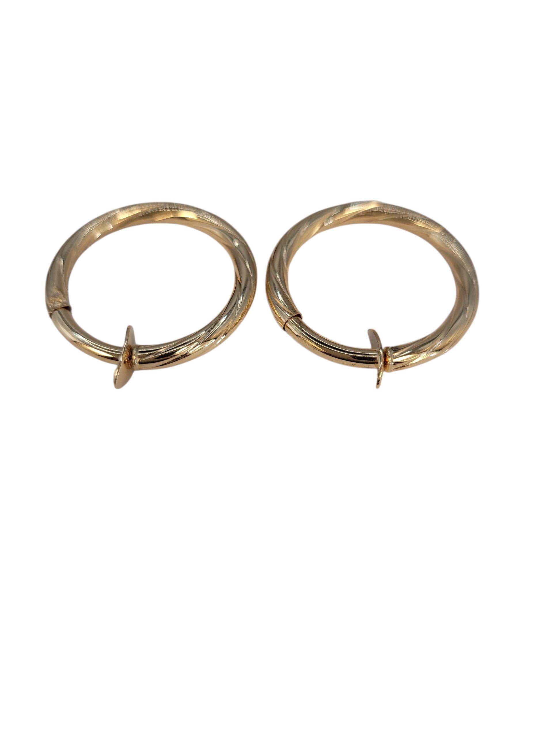 Contemporaneo 18k Yellow Gold Twist Open Twisted Hoop Earrings (non-pierced) #23201 in vendita