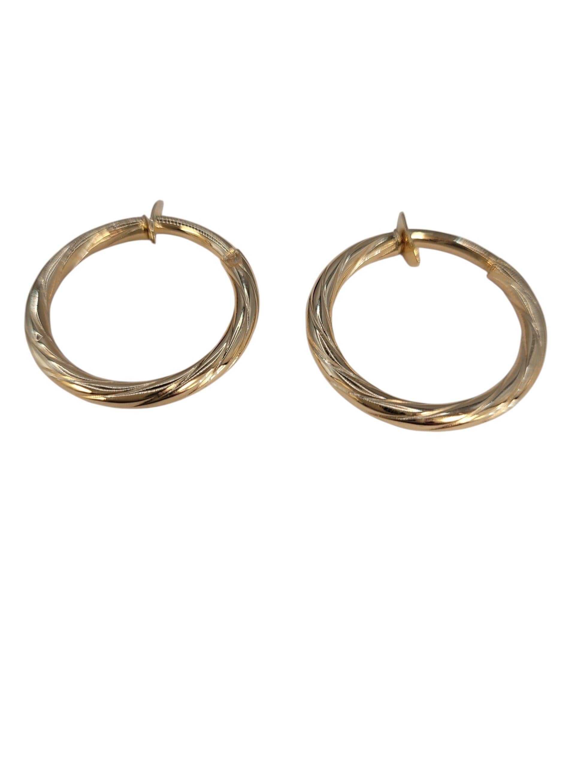 18k Yellow Gold Twist Open Twisted Hoop Earrings (non-pierced) #23201