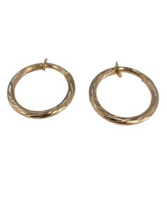 18k Yellow Gold Twist Open Twisted Hoop Earrings (non-pierced) #23201
