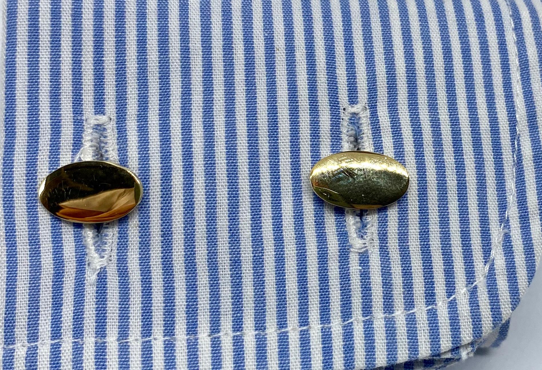 Cabochon 18 Karat Yellow Gold Twist Rope and Hematite Cufflinks by Louis Tamis For Sale