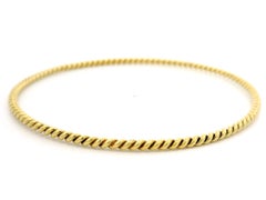 18k Yellow Gold Twisted Cable Slip On Classic Stackable Bangle Bracelet
