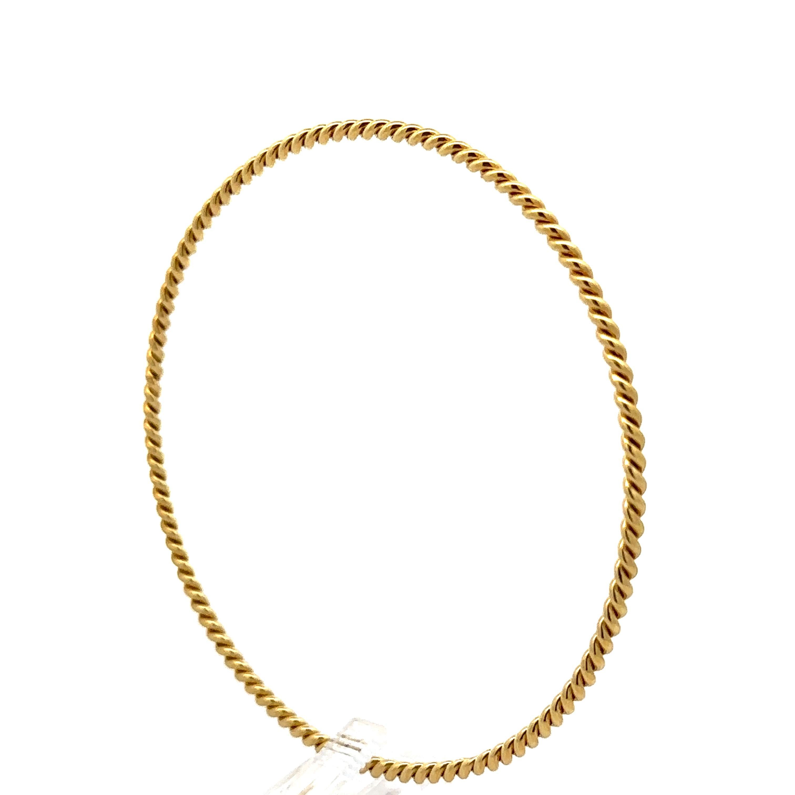 Women's 18k Yellow Gold Twisted Cable Slip On Classic Stackable Bangle Bracelet
