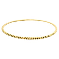 18k Yellow Gold Twisted Cable Slip On Classic Stackable Bangle Bracelet