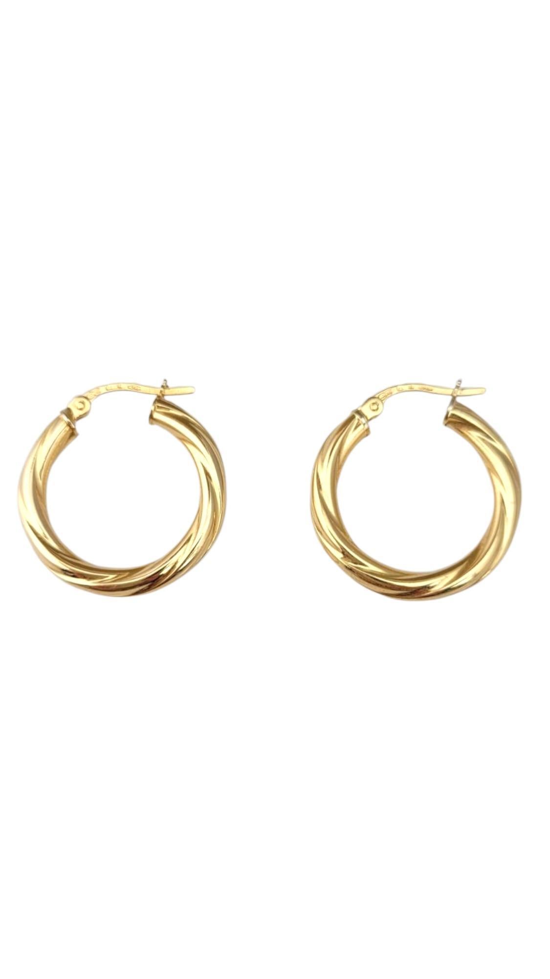 18K Yellow Gold Twisted Hoop Earrings #21710