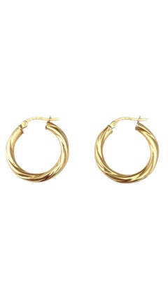 18K Yellow Gold Twisted Hoop Earrings #21710
