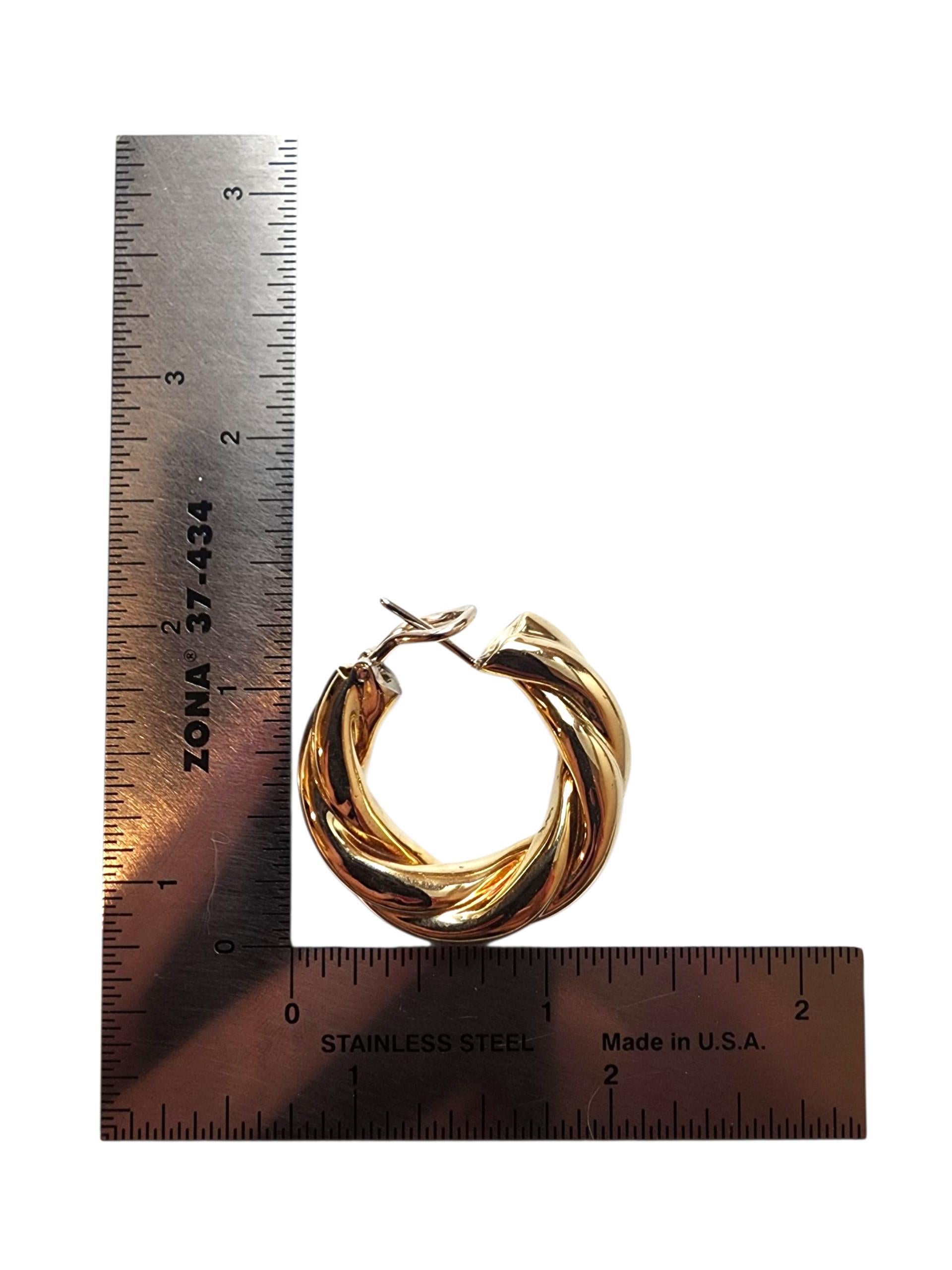 18K Yellow Gold Twisted Hoop Earrings #22790 For Sale 3