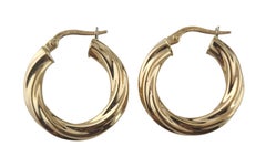 18k Yellow Gold Twisted Hoop Earrings #23061