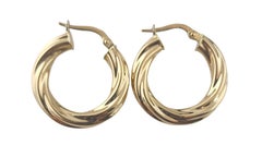 18k Yellow Gold Twisted Hoop Earrings #23446
