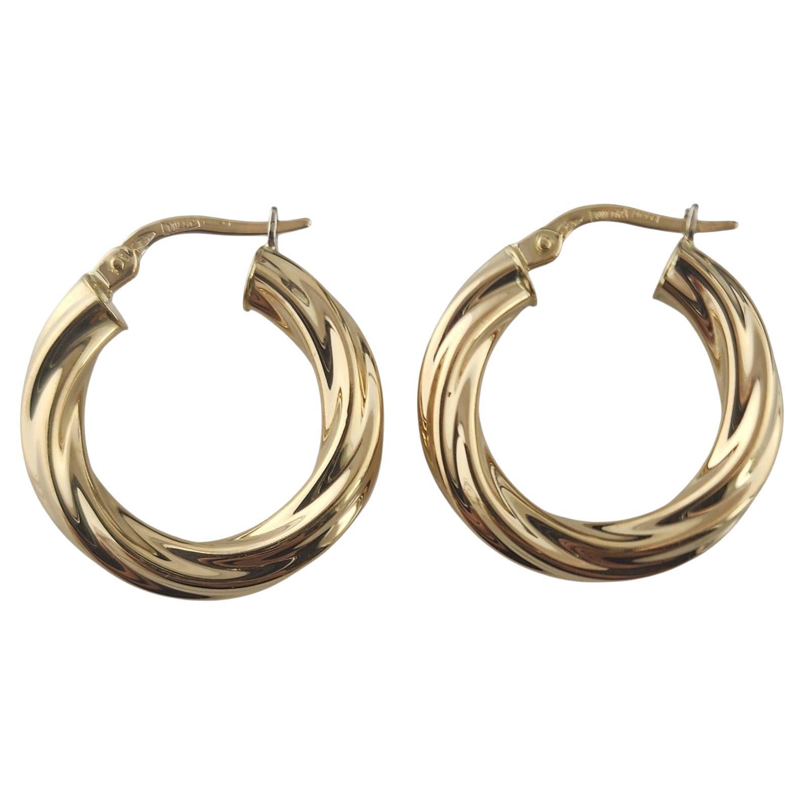 18k Yellow Gold Twisted Hoop Earrings #23446