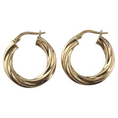 18k Yellow Gold Twisted Hoop Earrings #23446
