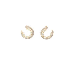18K Yellow Gold Twisted Hoop Earrings with Round Brilliant and Marquise Diamonds