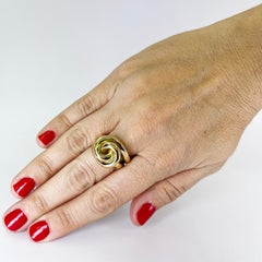 18K Yellow Gold Twisted Link Statement Ring