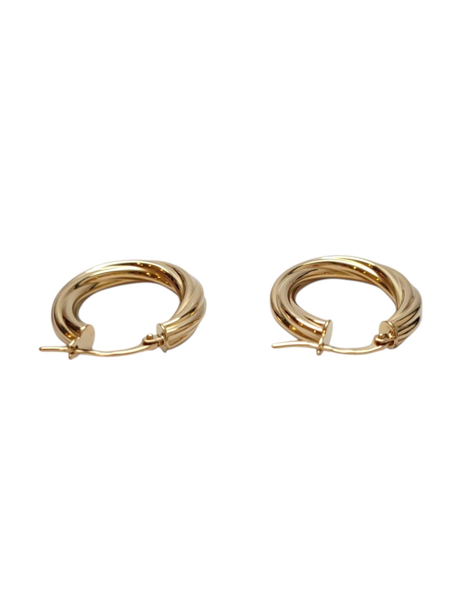 Donna Orecchini a cerchio ovali ritorti in oro giallo 18K #21662 in vendita