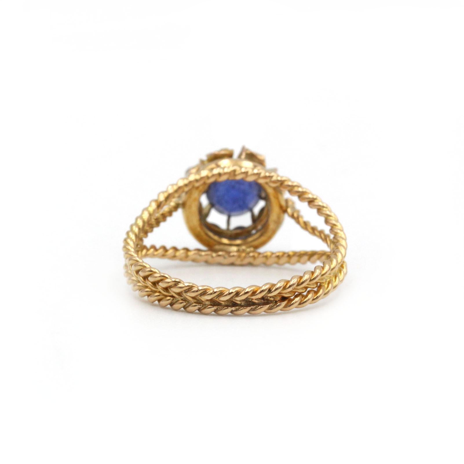 Bague torsadée en or jaune 18 carats avec saphirs et diamants Bon état - En vente à MONTMORENCY, FR
