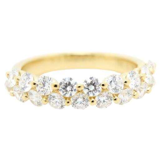 18K Yellow Gold Two-Row Domed Round Diamond Band im Angebot