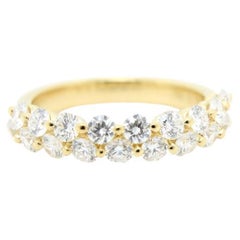 18K Yellow Gold Two-Row Domed Round Diamond Band