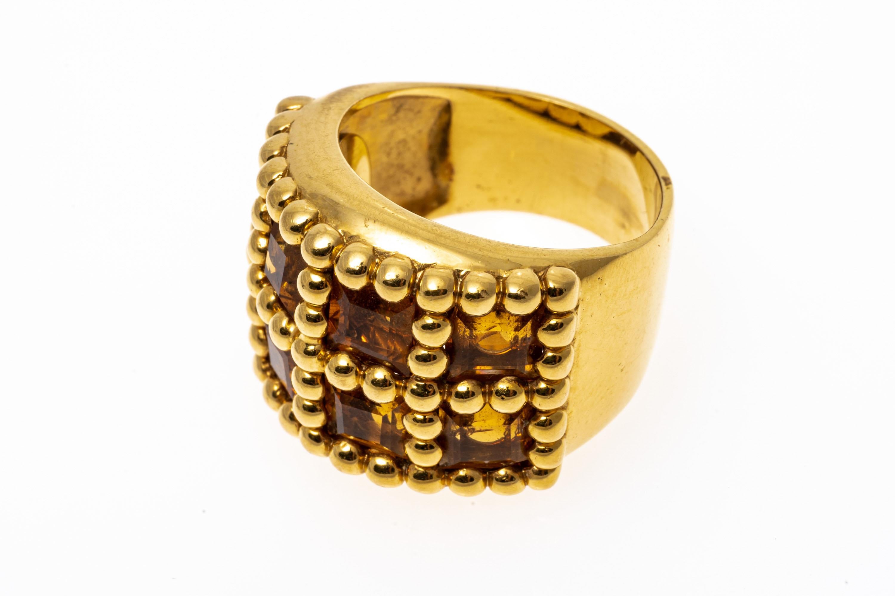 18 Karat Gelbgold Ultra Breiter Perlen-Citrin-Band-Ring mit Fensterpaneel im Angebot 5