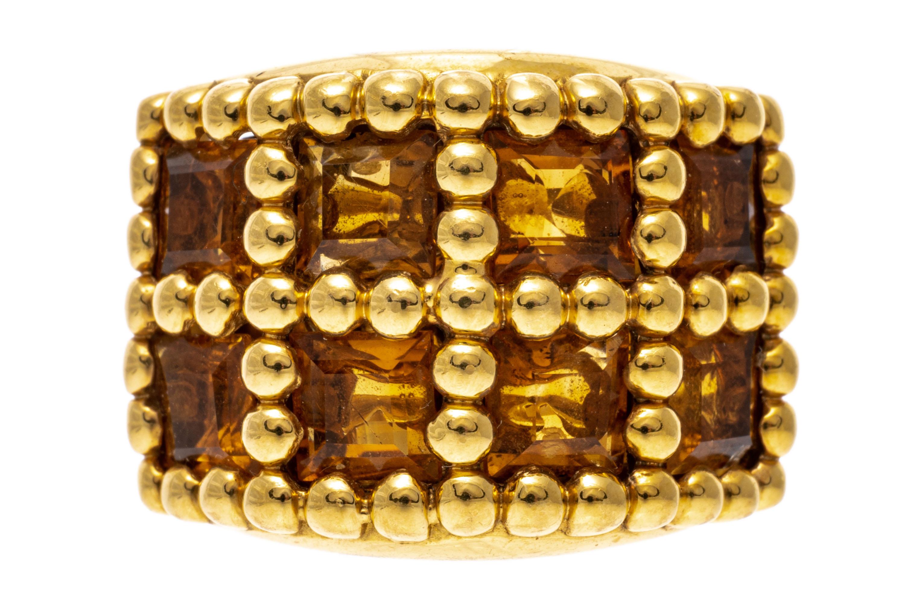 18 Karat Gelbgold Ultra Breiter Perlen-Citrin-Band-Ring mit Fensterpaneel im Angebot 6