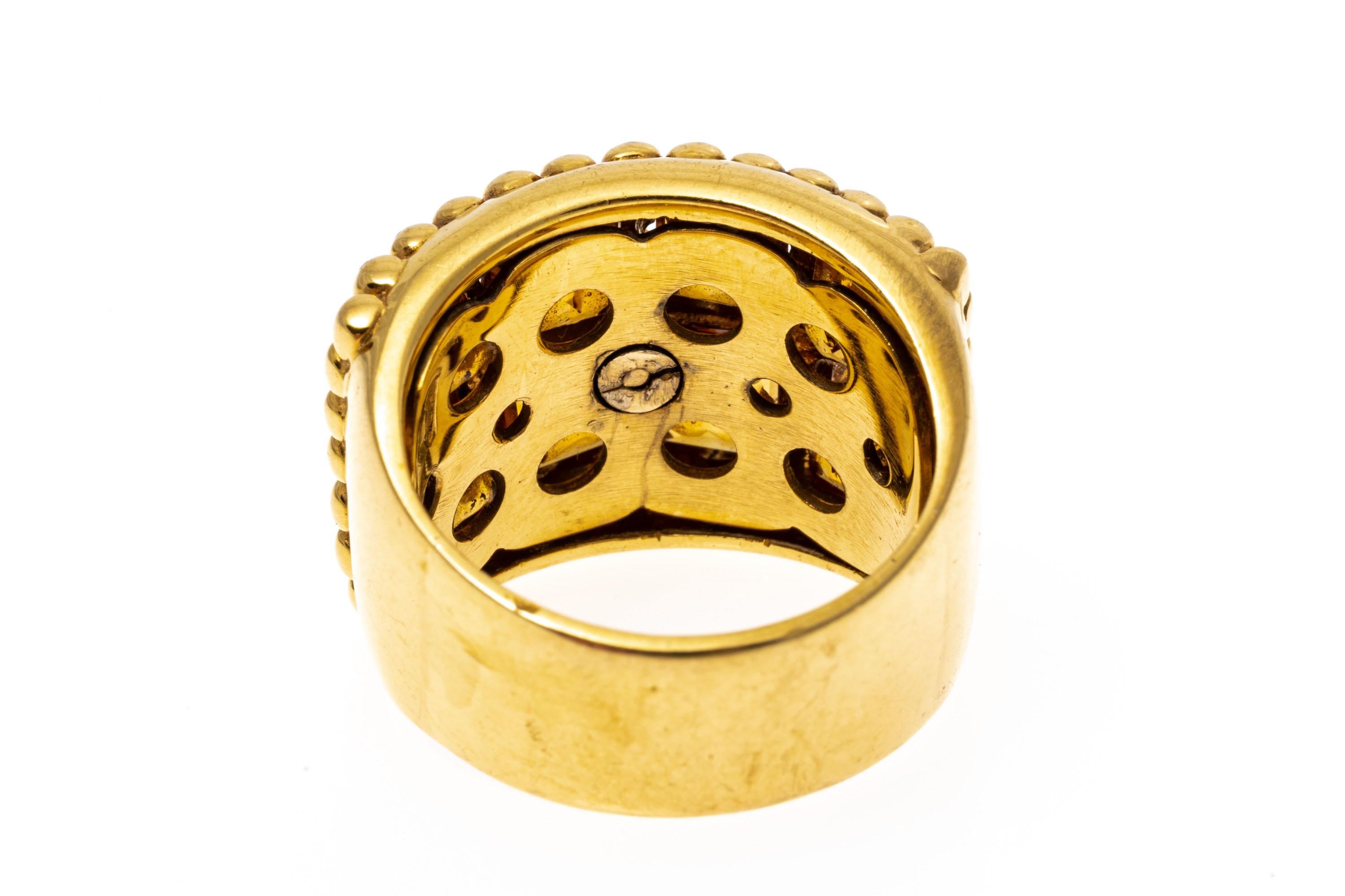 18 Karat Gelbgold Ultra Breiter Perlen-Citrin-Band-Ring mit Fensterpaneel Damen im Angebot