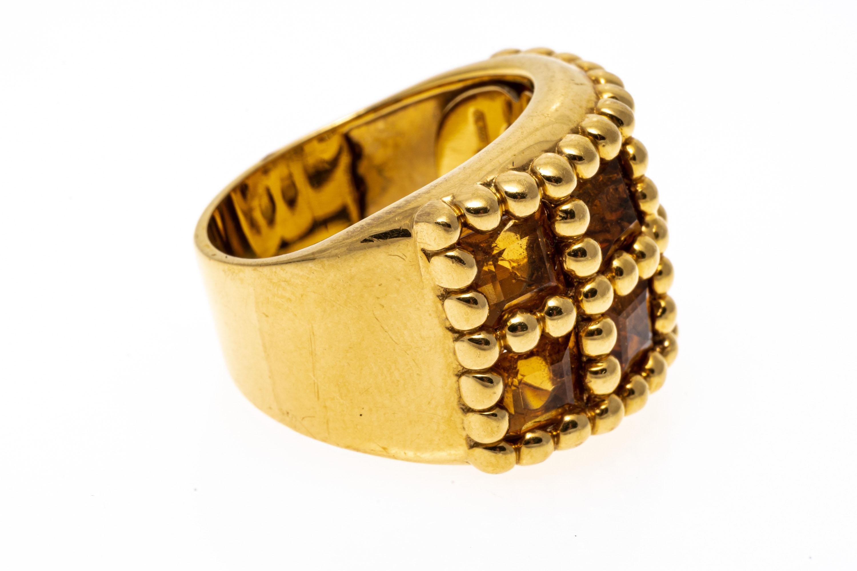 18 Karat Gelbgold Ultra Breiter Perlen-Citrin-Band-Ring mit Fensterpaneel im Angebot 1