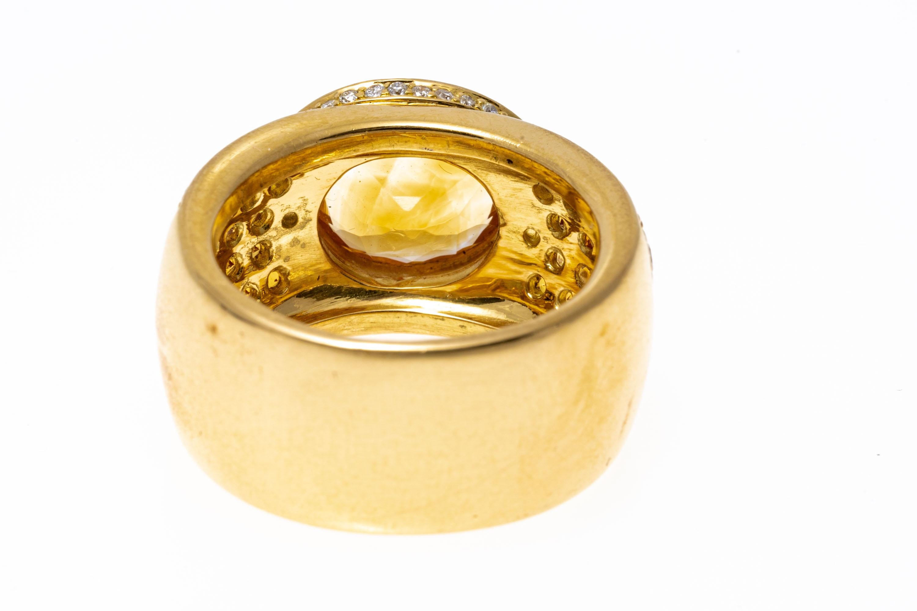 Contemporain Bague en or jaune 18k à dôme horizontal ultra-large en citrine et diamant en vente