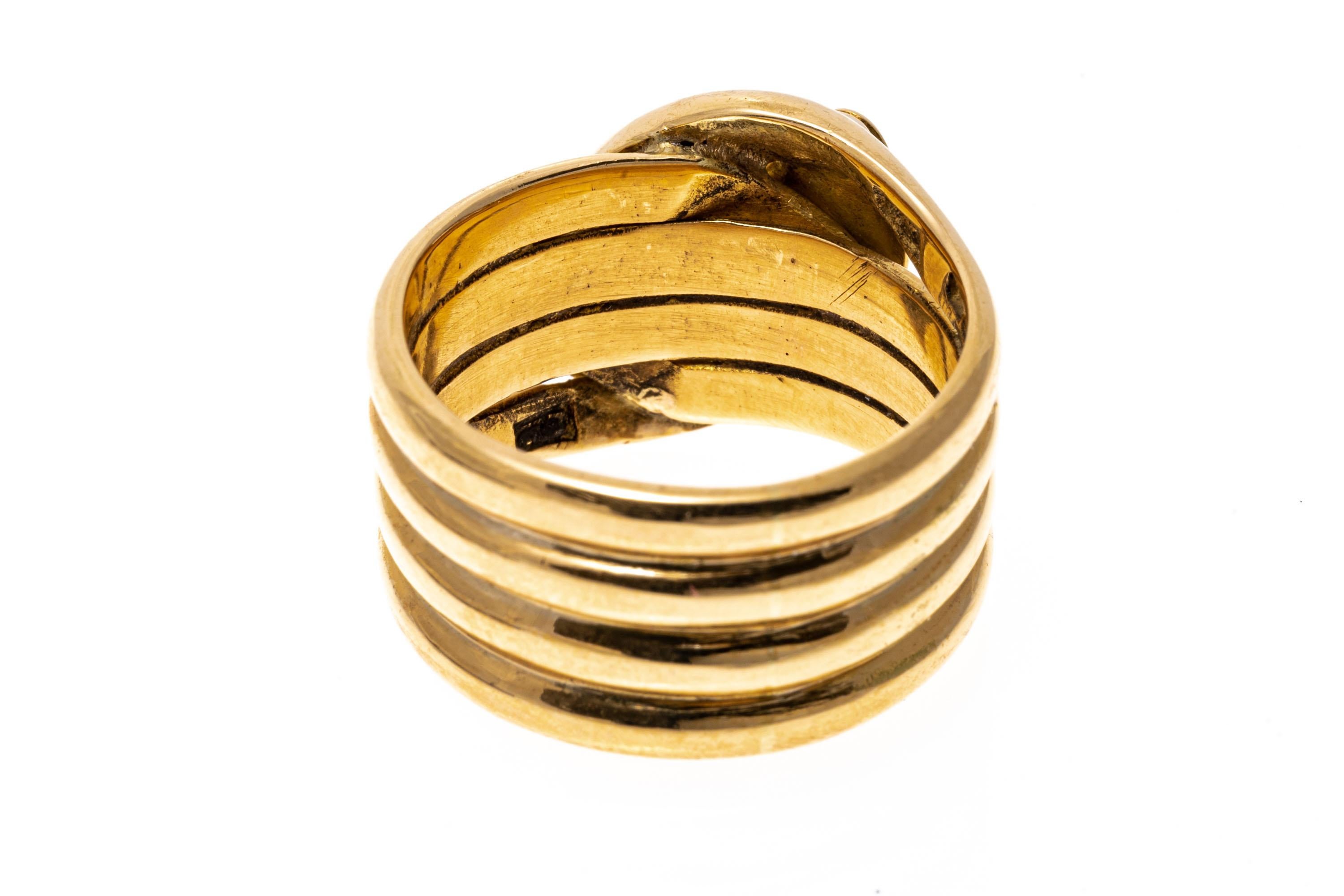 18k Yellow Gold Ultra Wide Intertwining Serpent Motif Ring In Good Condition For Sale In Southport, CT