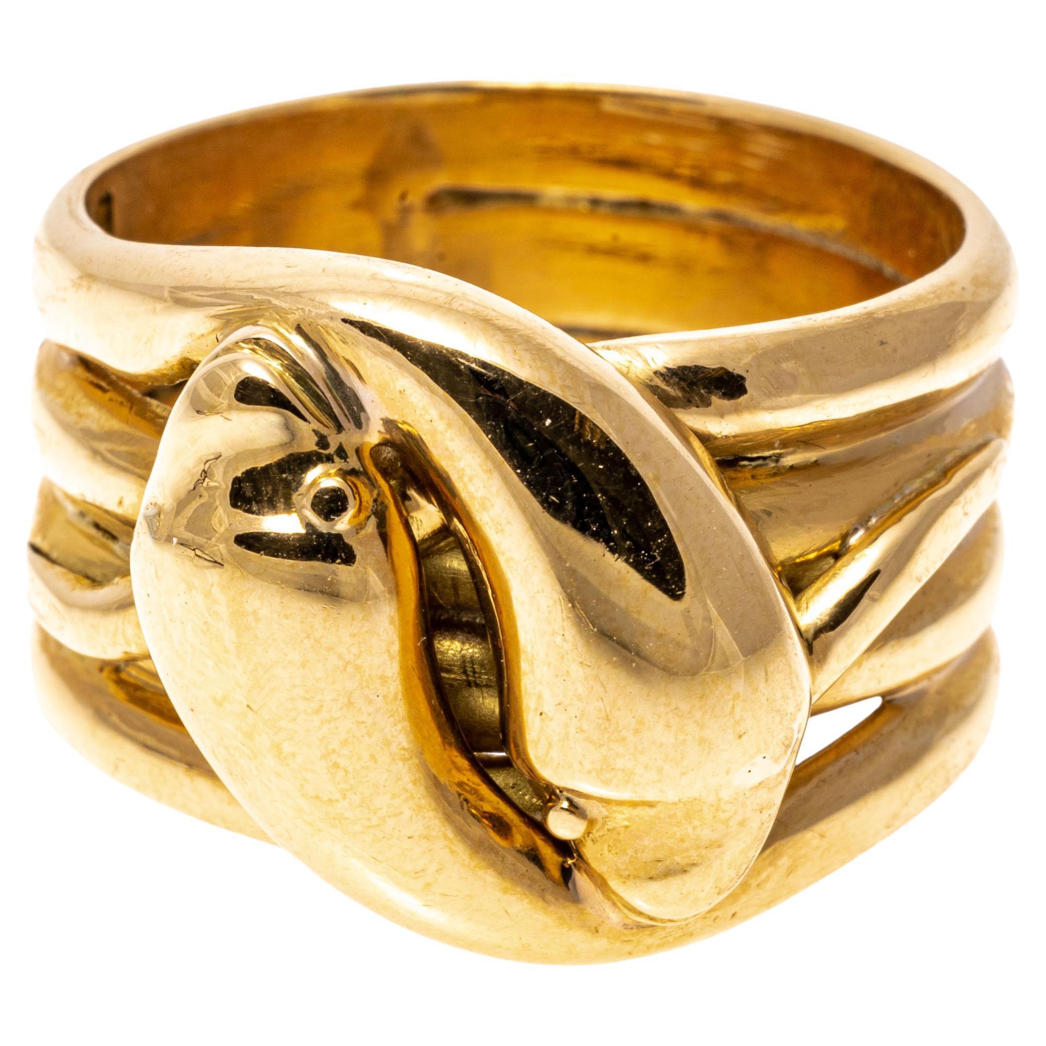 18k Yellow Gold Ultra Wide Intertwining Serpent Motif Ring