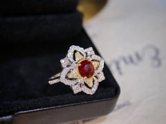 Unheated Vivid Pigeon Blood Ruby Diamond Cocktail Ring