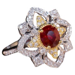 Anillo de cóctel de diamantes rubí sangre de paloma sin calentar